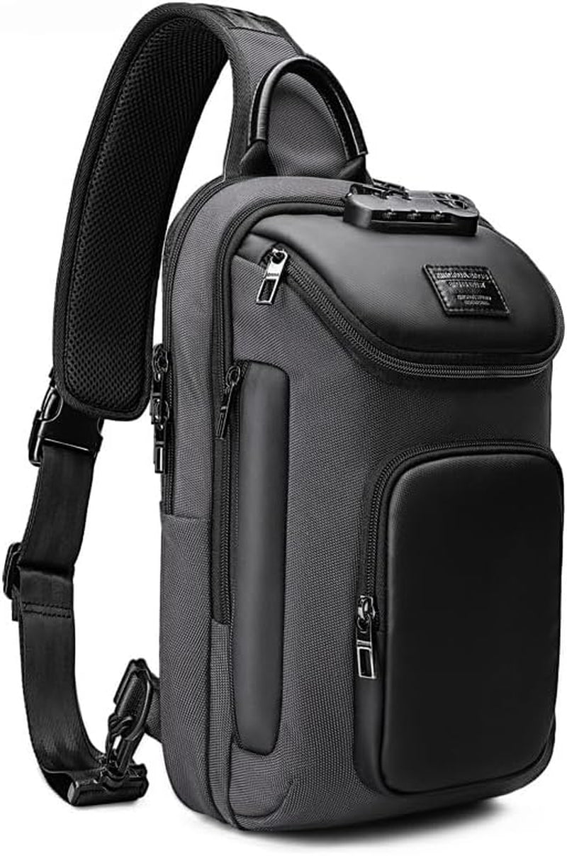 Sling Backpack Sling Bag Crossbody Backpack Shoulder Casual Daypack Rucksack for Men (Gray)
